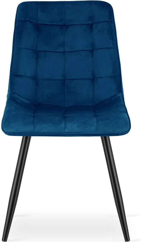 Scaun de masa SPLIT VELVET cu picioare negre, albastru