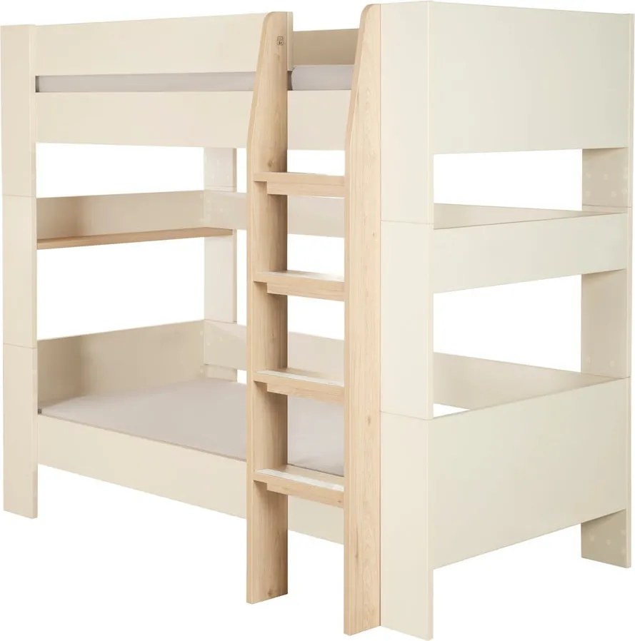 Pat pentru copii bej supraetajat fără somieră 90x200 cm Double – Roba