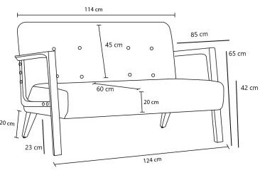 Canapea TUMI, 2 locuri, gri antracit