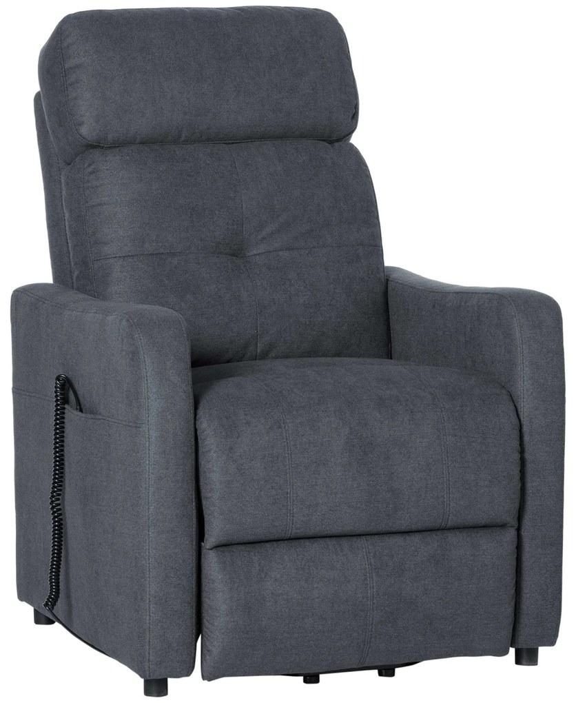 HOMCOM Fotoliu de relaxare cu functie de ridicare, inclusiv telecomanda, suport pentru picioare extensibil, 71 cm x 94 cm x 104 cm, Gri | Aosom Romania