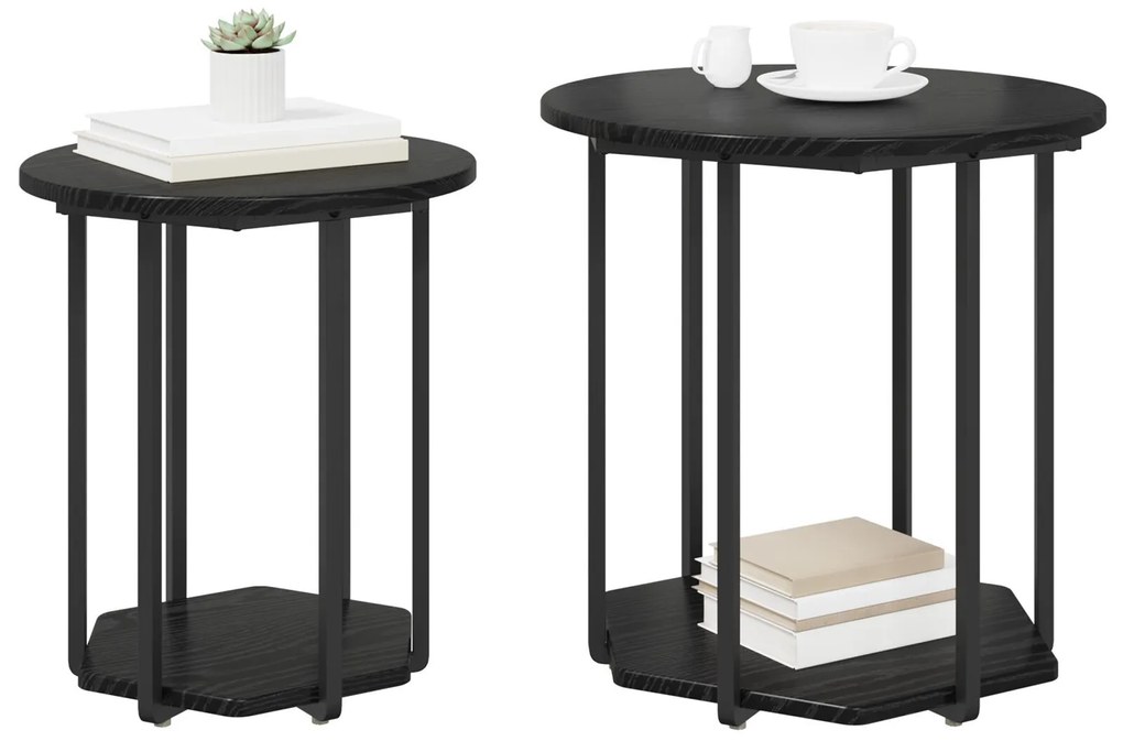 vidaXL Set măsuțe laterale 2 pcs Stejar negru 50 x 50 x 50.5 cm