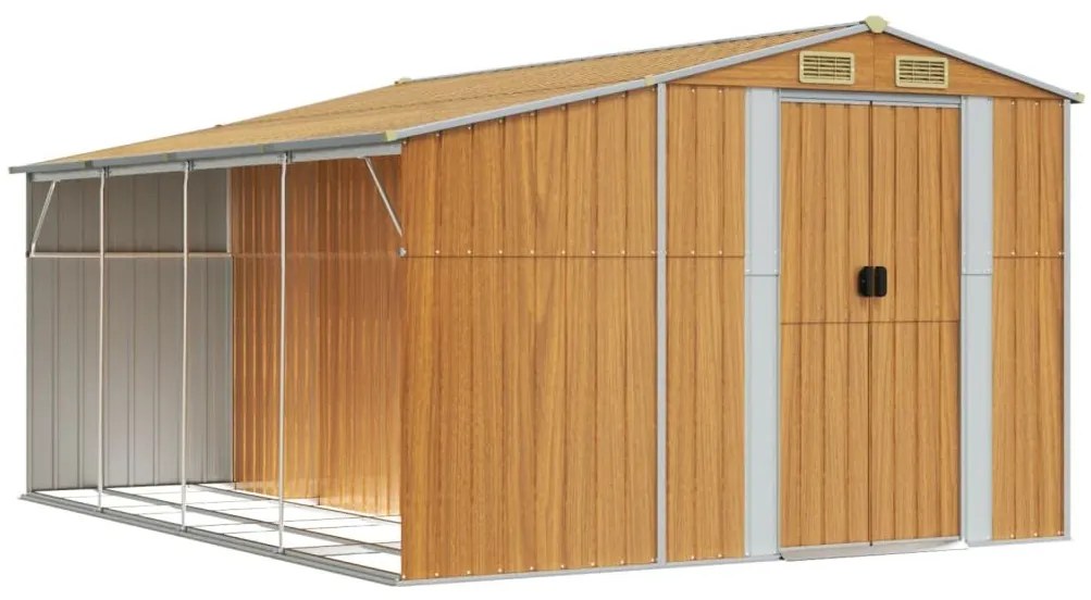 sopron de gradina maro deschis 277x365,5x179 cm otel galvanizat