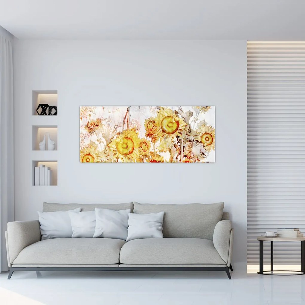 Tablou - Floarea-soarelui,pictură (120x50 cm)