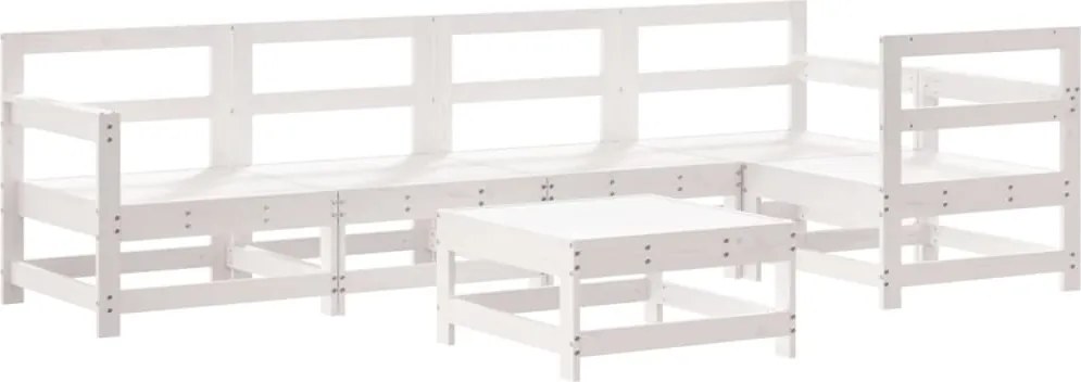 vidaXL Set mobilier de grădină, 6 piese, alb, lemn masiv pin