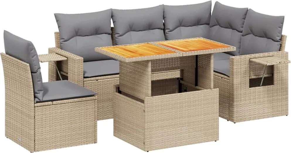 vidaXL Set canapele de grădină cu perne, 6 piese, bej, poliratan