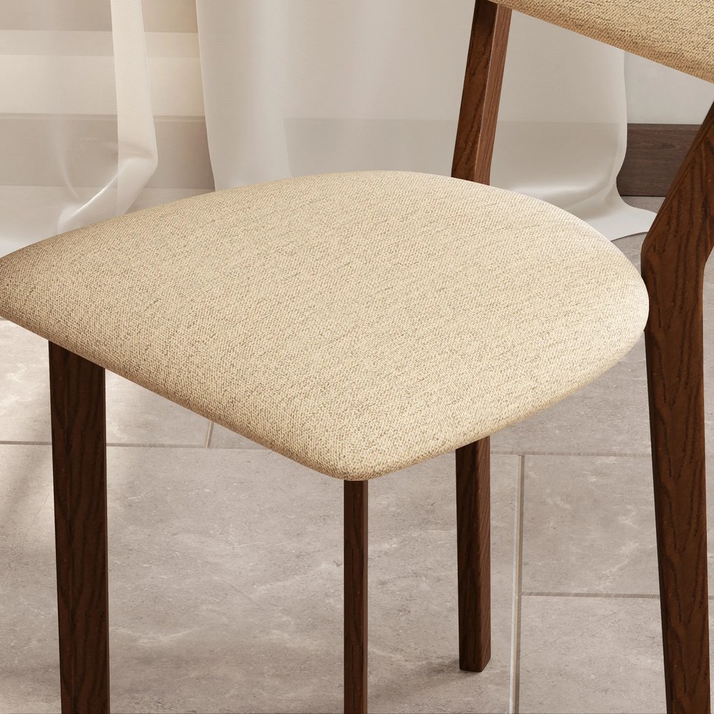 HOMCOM Set de 2 scaune de masă, scaune de bucătărie cu spătar, picioare din lemn, material textil aspect lin 49 x 56 x 85 cm bej | Aosom Romania