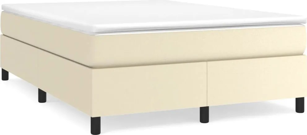 vidaXL Cadru de pat cu arcuri, crem, 140x190 cm, piele ecologică