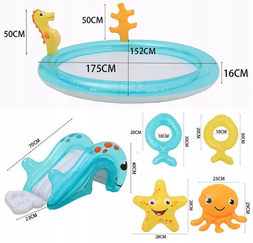 Piscină gonflabilă pentru copii 200 x 152 x 40 cm cu accesorii