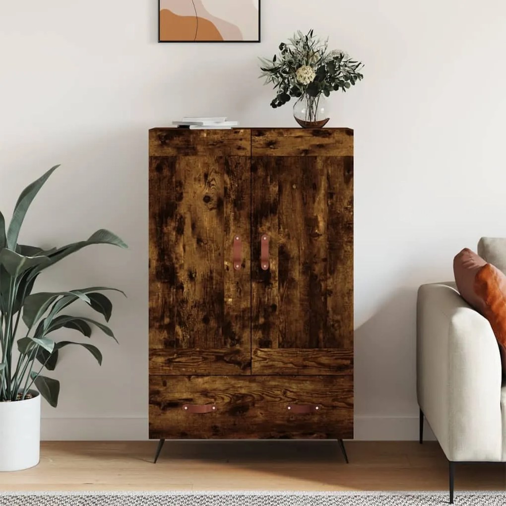 vidaXL Dulap înalt, stejar afumat, 69,5x31x115 cm, lemn prelucrat