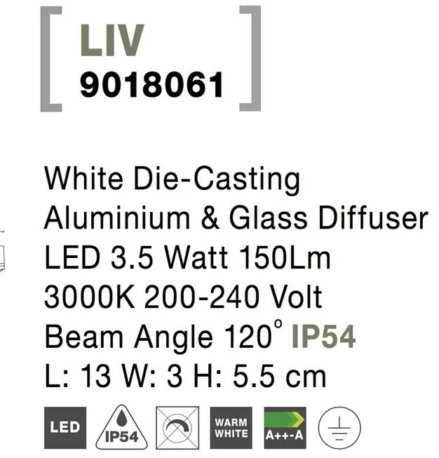 Mini Aplica LED ambientala pentru iluminat exterior IP54 LIV alba