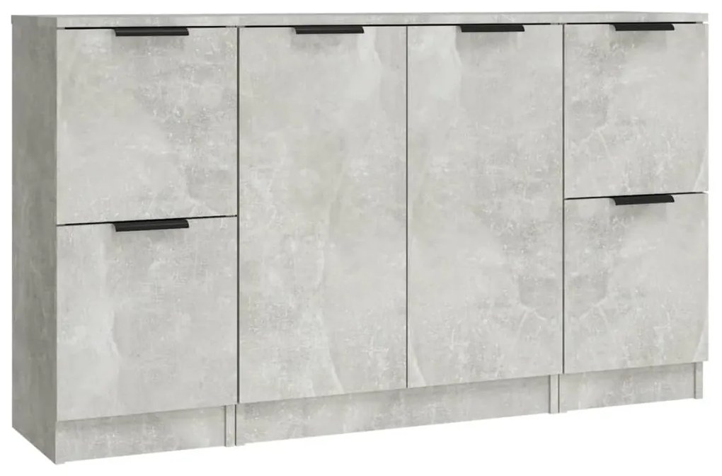 3115847 vidaXL Servante, 3 piese, gri beton, lemn prelucrat