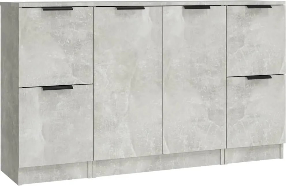 vidaXL Servante, 3 piese, gri beton, lemn prelucrat