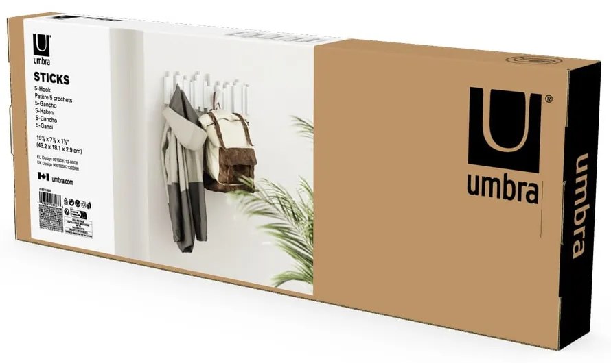 Cuier de perete alb din plastic Sticks – Umbra