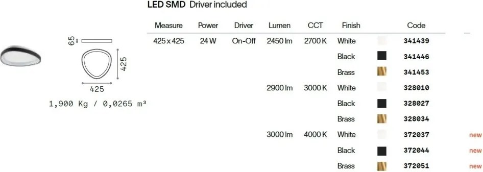 Plafoniera LED design circular GEMINI PL D042 ON-OFF BIANCO 4000K