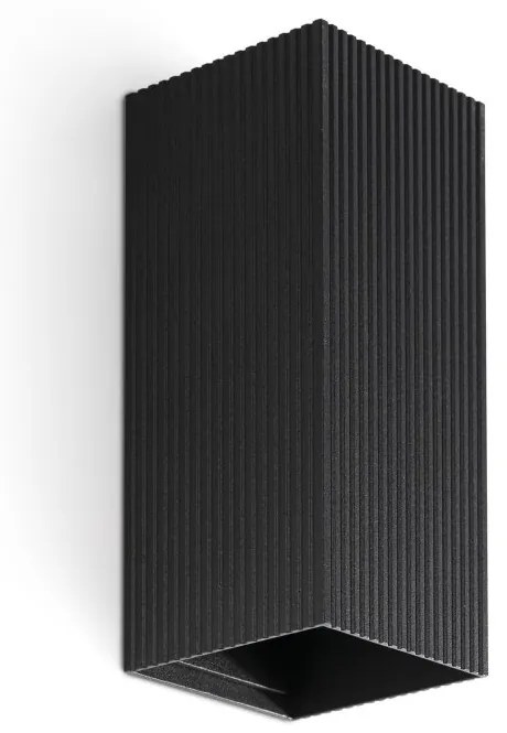 Aplica perete aluminiu striat negru, 2xGU10, LUNE square