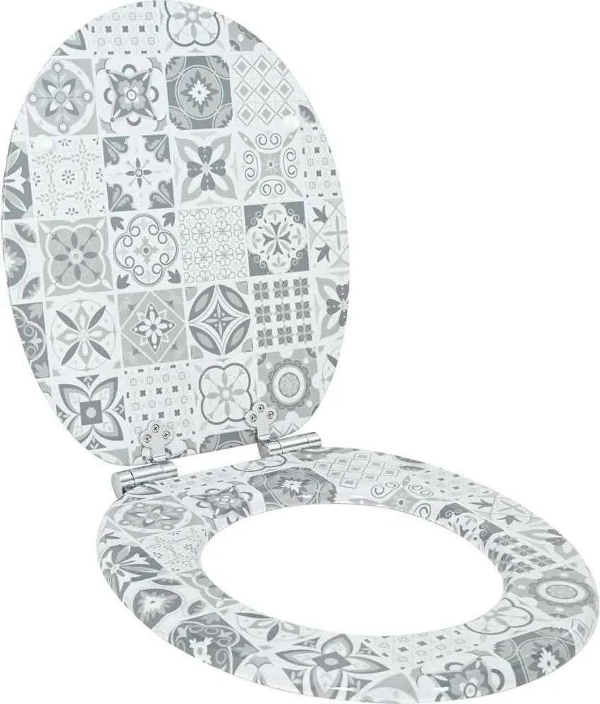 vidaXL Capac de toaletă cu închidere lentă Porțelan Alb și Albastru