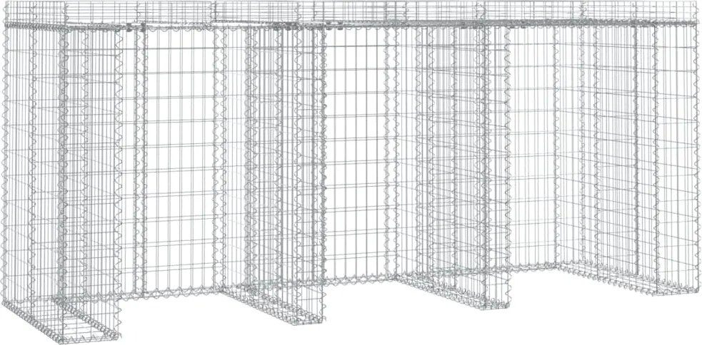 vidaXL Perete gabion pentru pubela gunoi 270x91x120 cm fier galvanizat