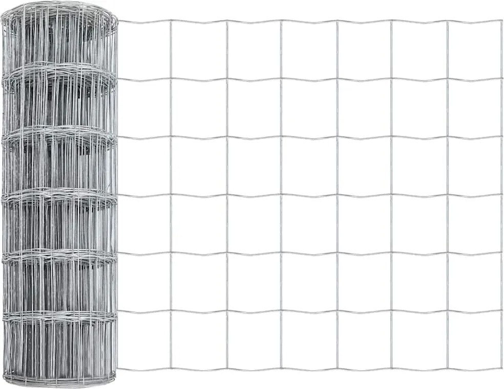 vidaXL Gard Euro Argintiu 0.8 x 25 m Metal zincat prin imersie la cald