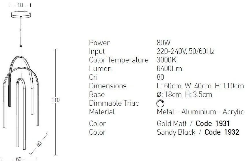 Lustra LED design modern Lora auriu