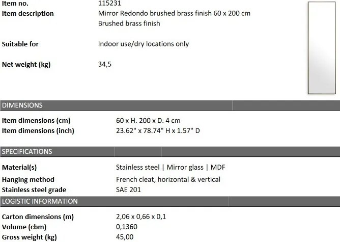 Oglinda design LUX Redondo, alama periata 60x200cm 115231 HZ