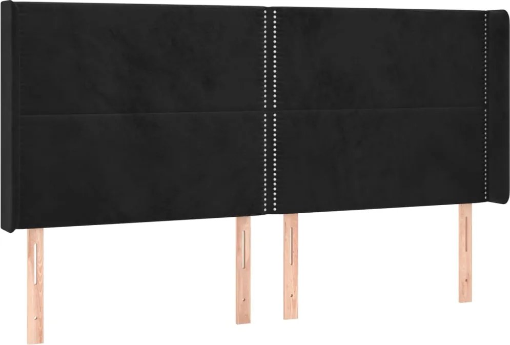 vidaXL Tăblie de pat cu aripioare, negru, 183x16x118/128 cm, catifea