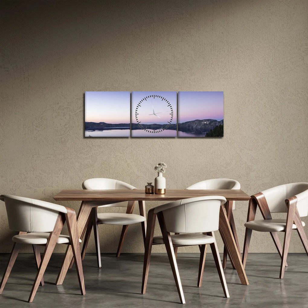 Tablou cu lac (cu ceas) (90x30 cm)