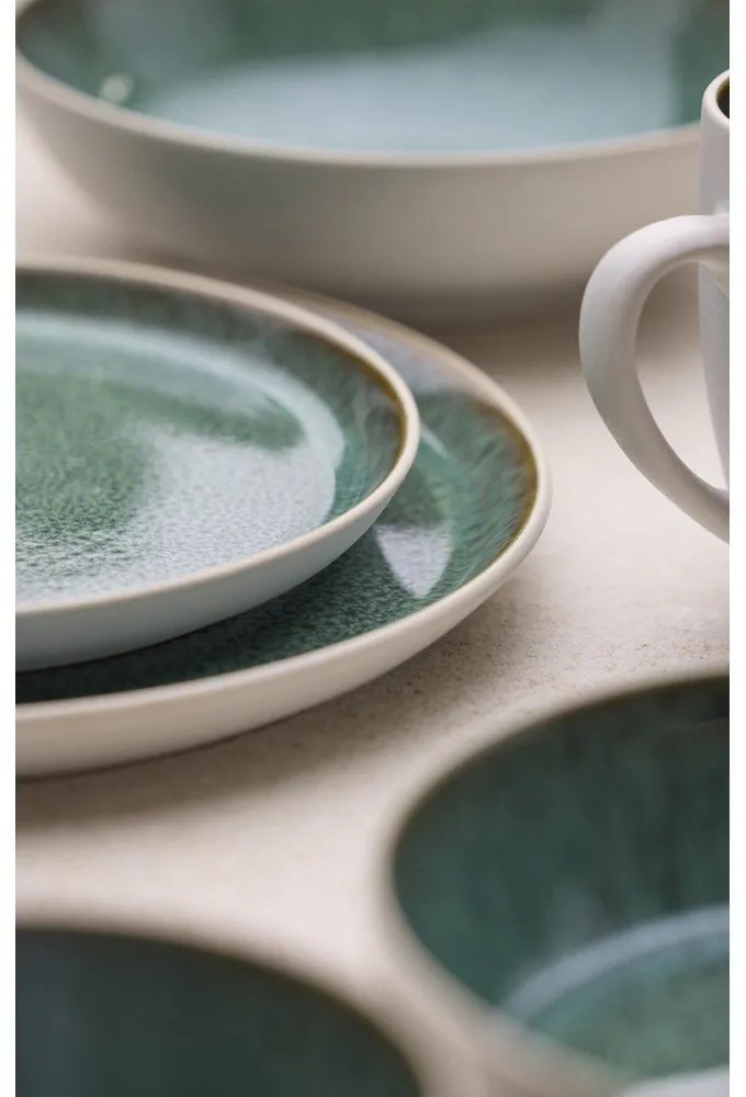 Farfurie albă/verde pentru desert din gresie ø 21 cm Gastro White/Green – Bitz