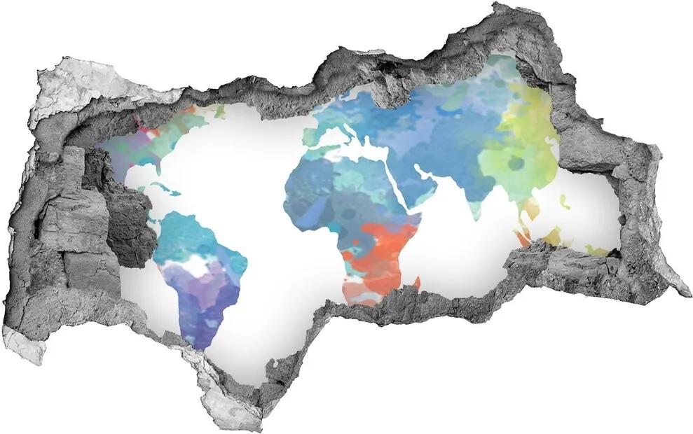 Samolepiaca diera na stenu Mapa sveta