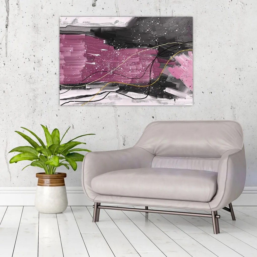 Tablou - Abstracție roz-roșu (90x60 cm)