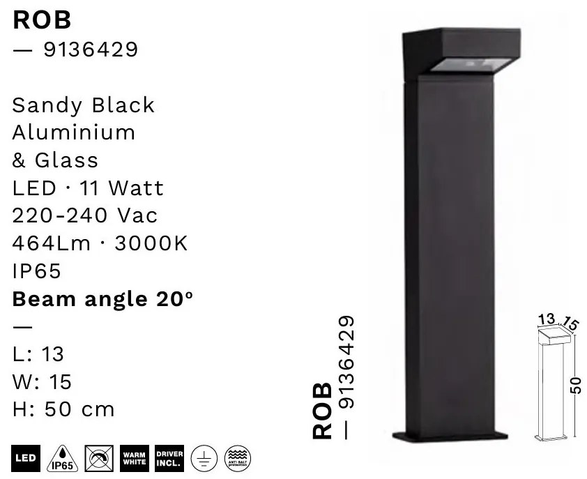 Stalp exterior H-50cm LED IP54 Rob