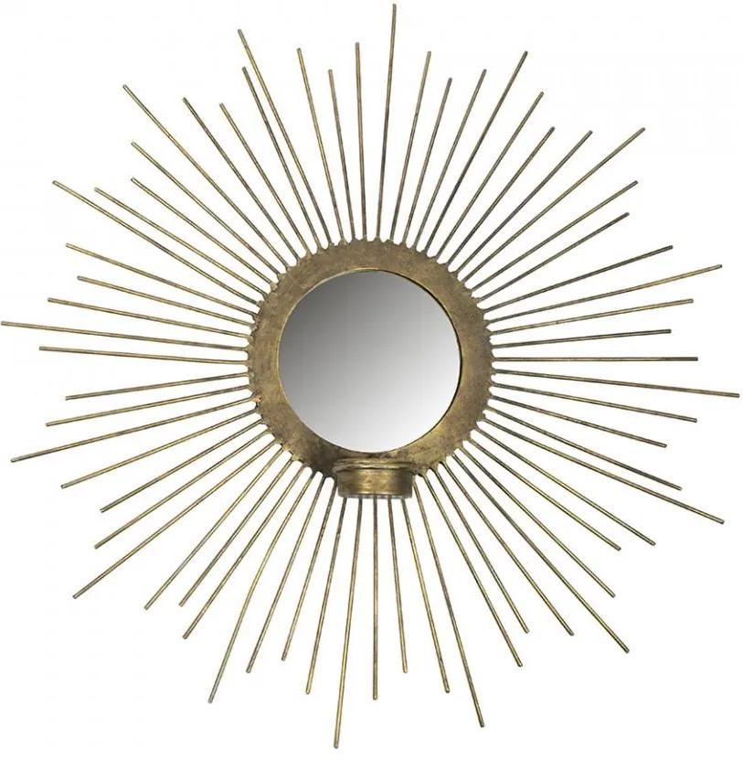 Decoratiune cu oglinda aurie din fier pentru perete 45 cm Sunny