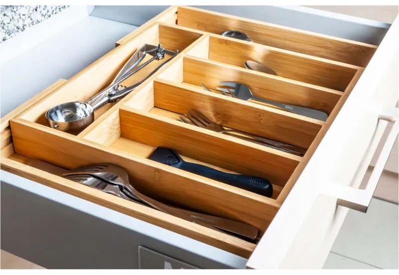 Organizator din bambus pentru tacamuri Kinghoff KH 1218, 52 x 31.5 x 5cm, Bambus