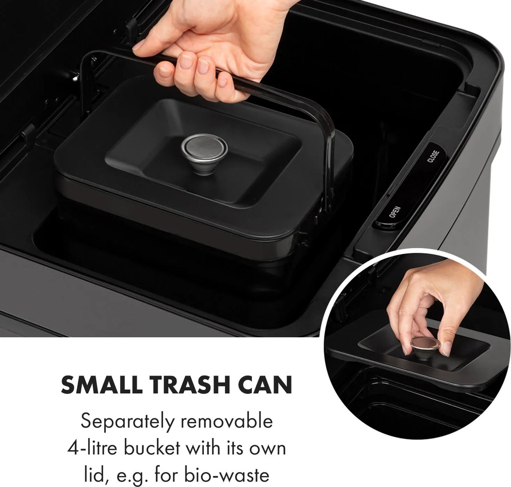 Klarstein Touchless Black Steel Steel, coș de gunoi, senzor, 72 l, negru