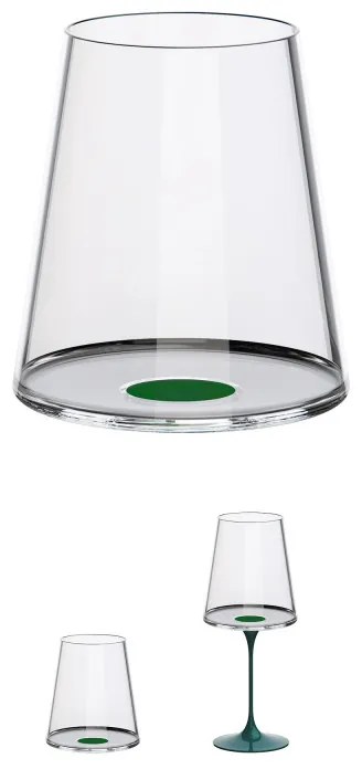Set 2 pahare de cristal Trebonn SplitGlass 2025113, 450 ml, Ø9.2x10.5 cm, posibilitate atasare picior, Verde