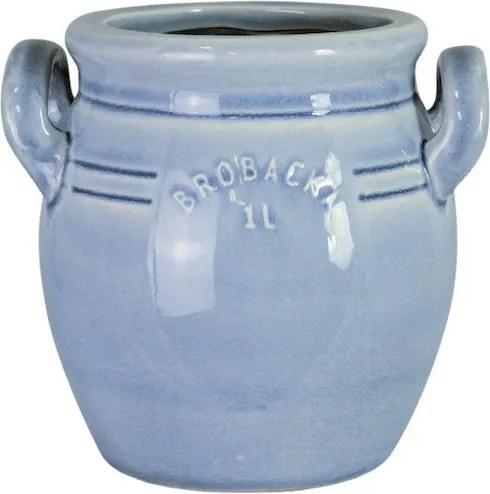 Ghiveci din ceramică glazurată manual 1L bleu deschis înalt, „Brobacka"