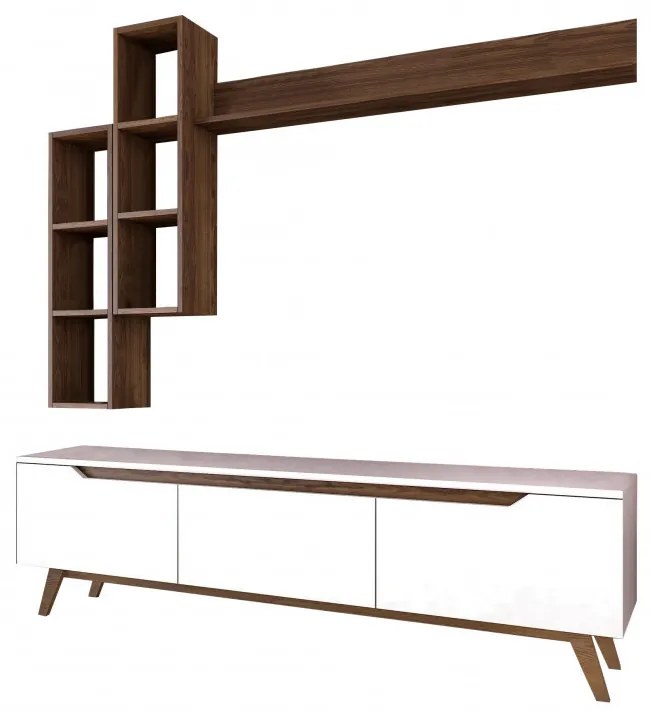 Ansamblu Comoda TV M16-804 Alb-Walnut