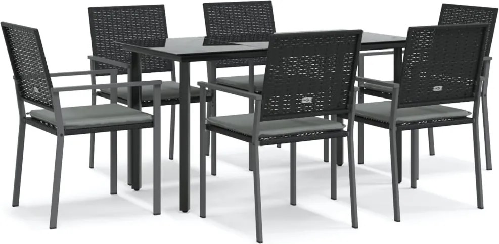 vidaXL Set mobilier de grădină cu perne, 7 piese, poliratan și oțel