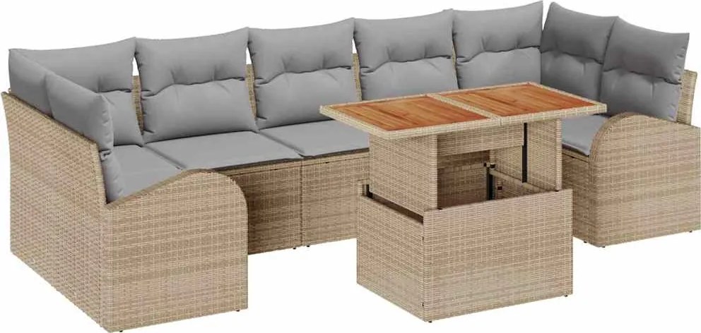 vidaXL Set de canapele pentru grădină Manual 8 pcs bej și gri deschis