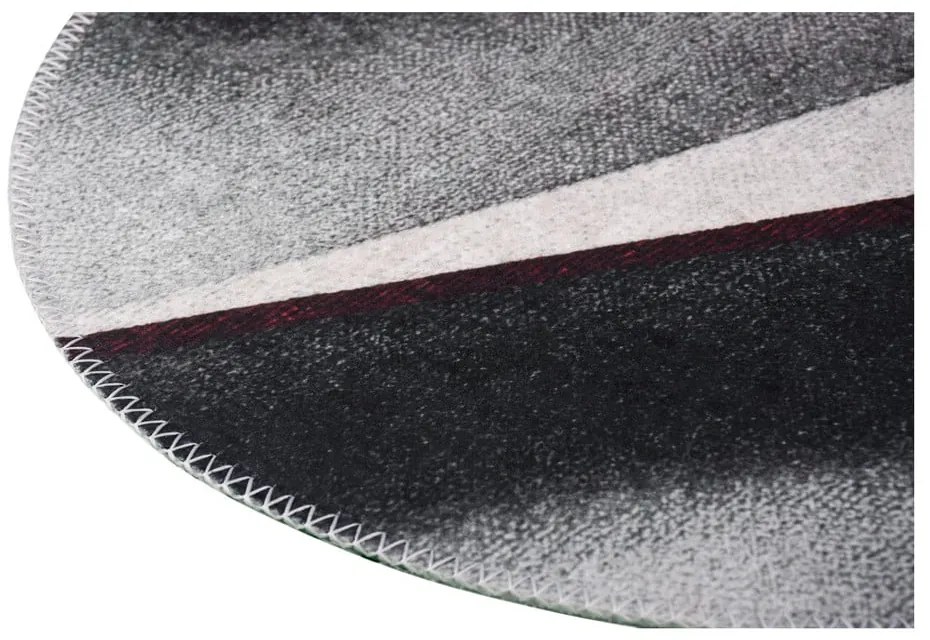 Covor negru-alb lavabil rotund ø 120 cm – Vitaus