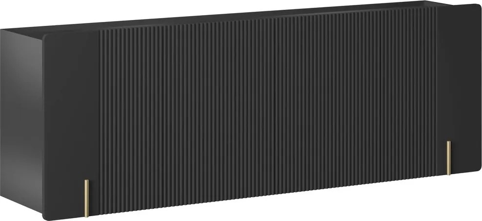 Comodă suspendată cu patru uși Malmi 200 cm - negru mat / auriu