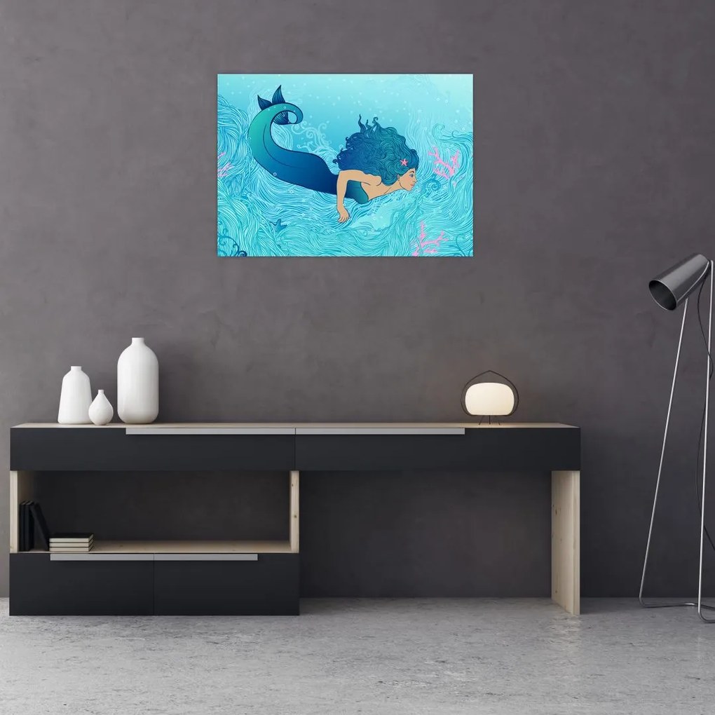 Tablou pe sticlă - Sirena (70x50 cm)