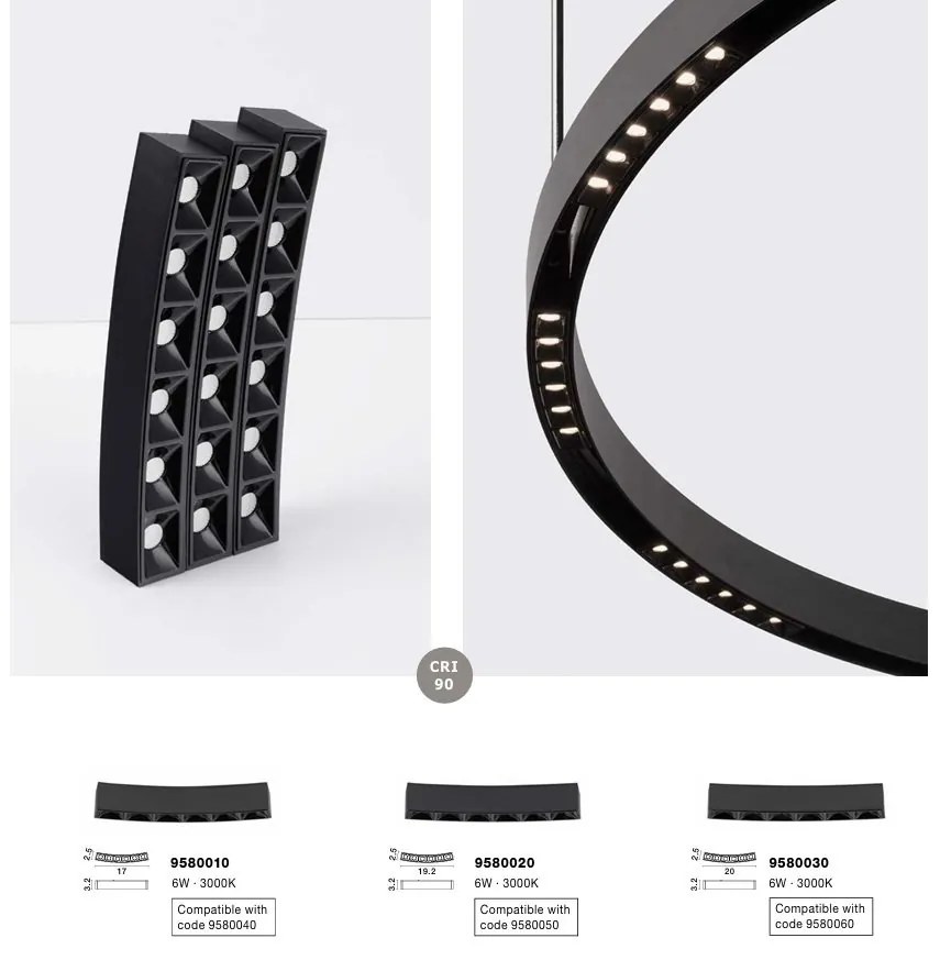 Sistem circular sina magnetica cu iluminat in partea superioara Halo 150cm