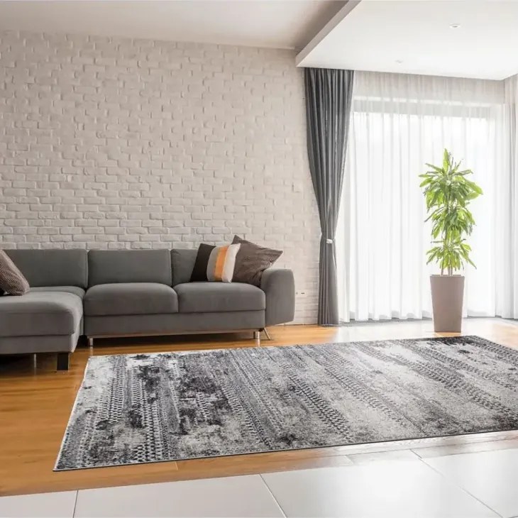 Covor Phoenix model vintage gri-negru 3003-244 Selectează mărime: 060 X 110