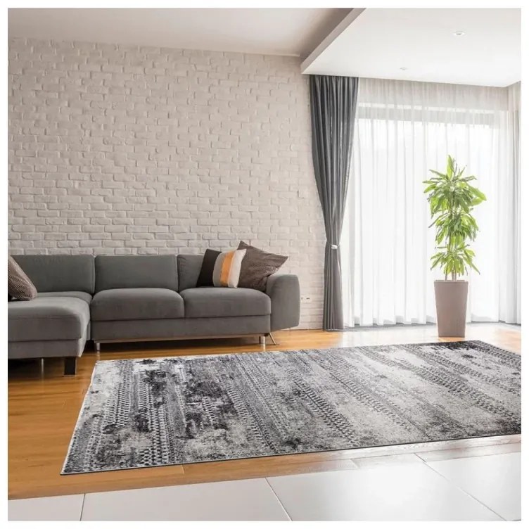 Covor Phoenix model vintage gri-negru 3003-244 Selectează mărime: 080 X 150