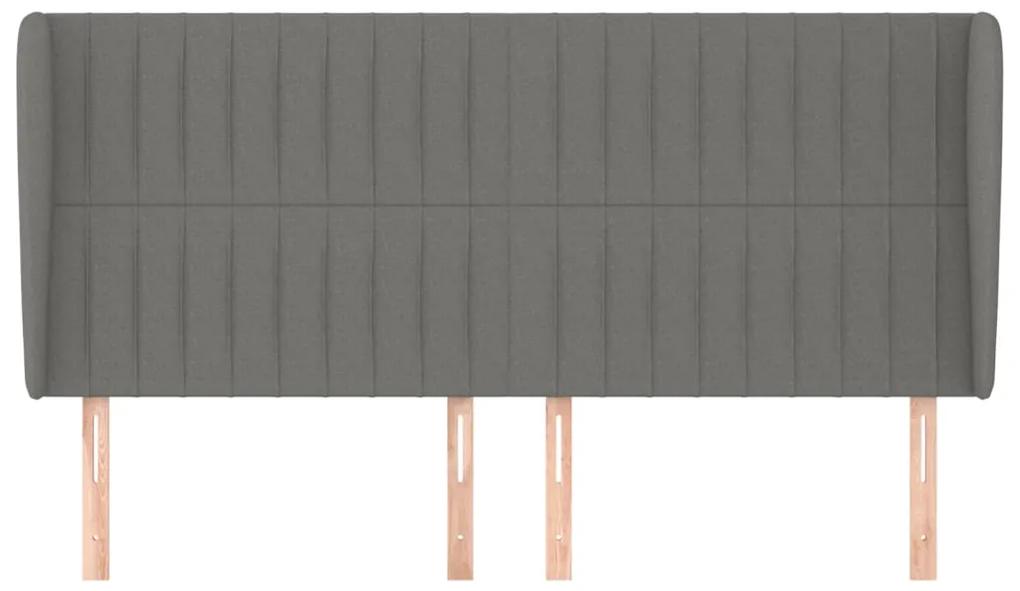 Tablie de pat cu aripioare gri inchis 203x23x118 128 cm, textil