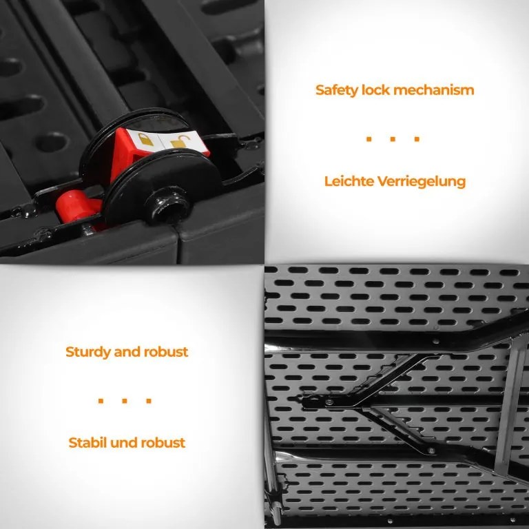 Jago Masă pliabilă 183 cm pentru 8 persoane - negru