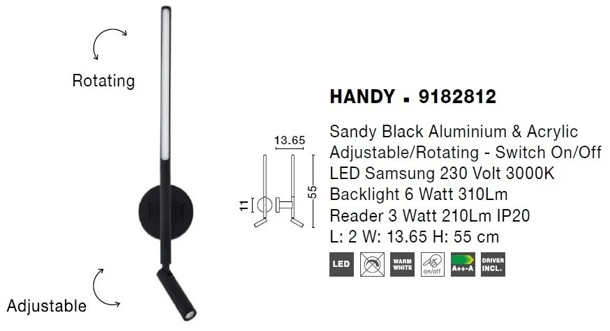 Aplica LED moderna cu reader LED directionabil Handy NVL-9182812