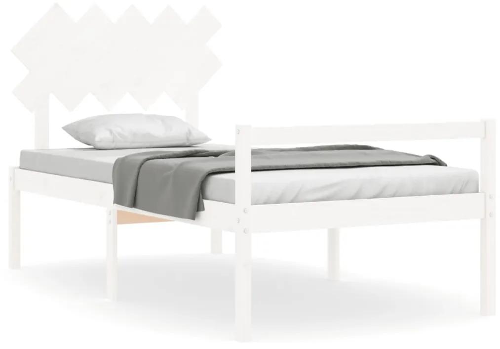 3195537 vidaXL Cadru de pat senior cu tăblie, 100x200 cm, alb, lemn masiv