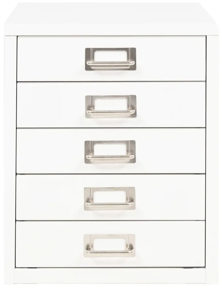 245975 vidaXL Fișet cu 5 sertare, metal, 28 x 35 x 35 cm, alb