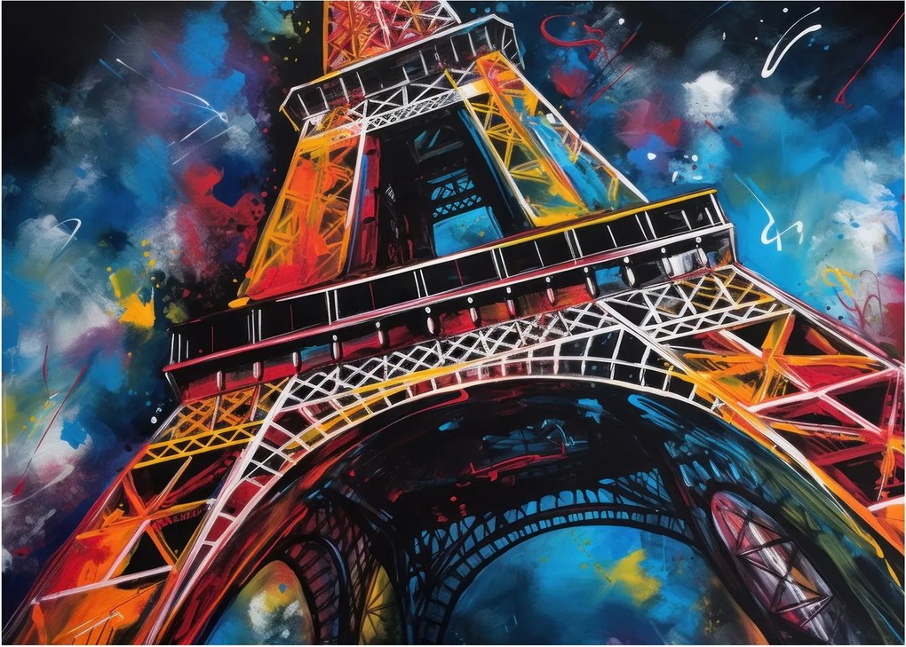 Tablou pe sticlă - Pictură a Turnului Eiffel II. (70x50 cm)